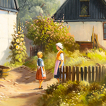Картина «Праздник в саду» Kjeld Krautwald (1919-2000)