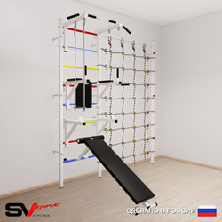 Шведская стенка Sv Sport усиленная 6930 (Турник стандарт/Брусья/Стойка/Скамья/Трапеция/Канатный лаз)
