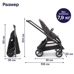 Прогулочная коляска Bugaboo Dragonfly base без капюшона Graphite/Grey Melange