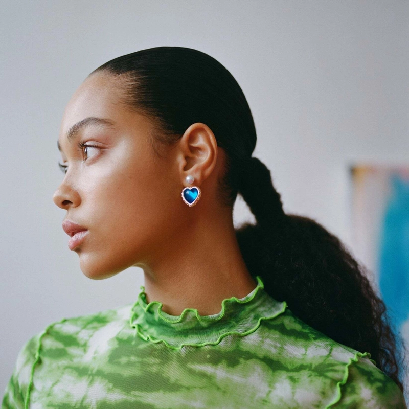 Моносерьга Неоново-синяя