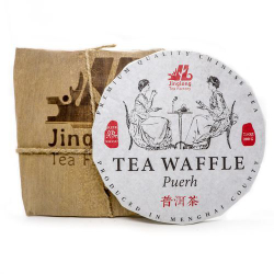 59267 Чай прессованный черный Пуэр Шу "Цзинлун, Бельгийская Вафля" мини бин, 200 гр