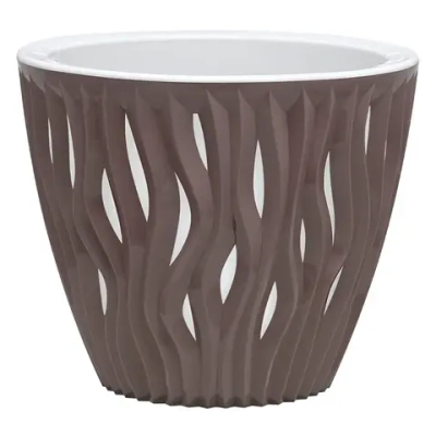 Кашпо для цветов пластиковое 5,7л d-23,5 см «Вдохновение» Мокко