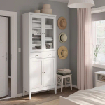 Шкаф со стеклянными дверцами - IDANÄS/IDANАS  IKEA/ ИДАНАС ИКЕА, 81x39x211 см, белый