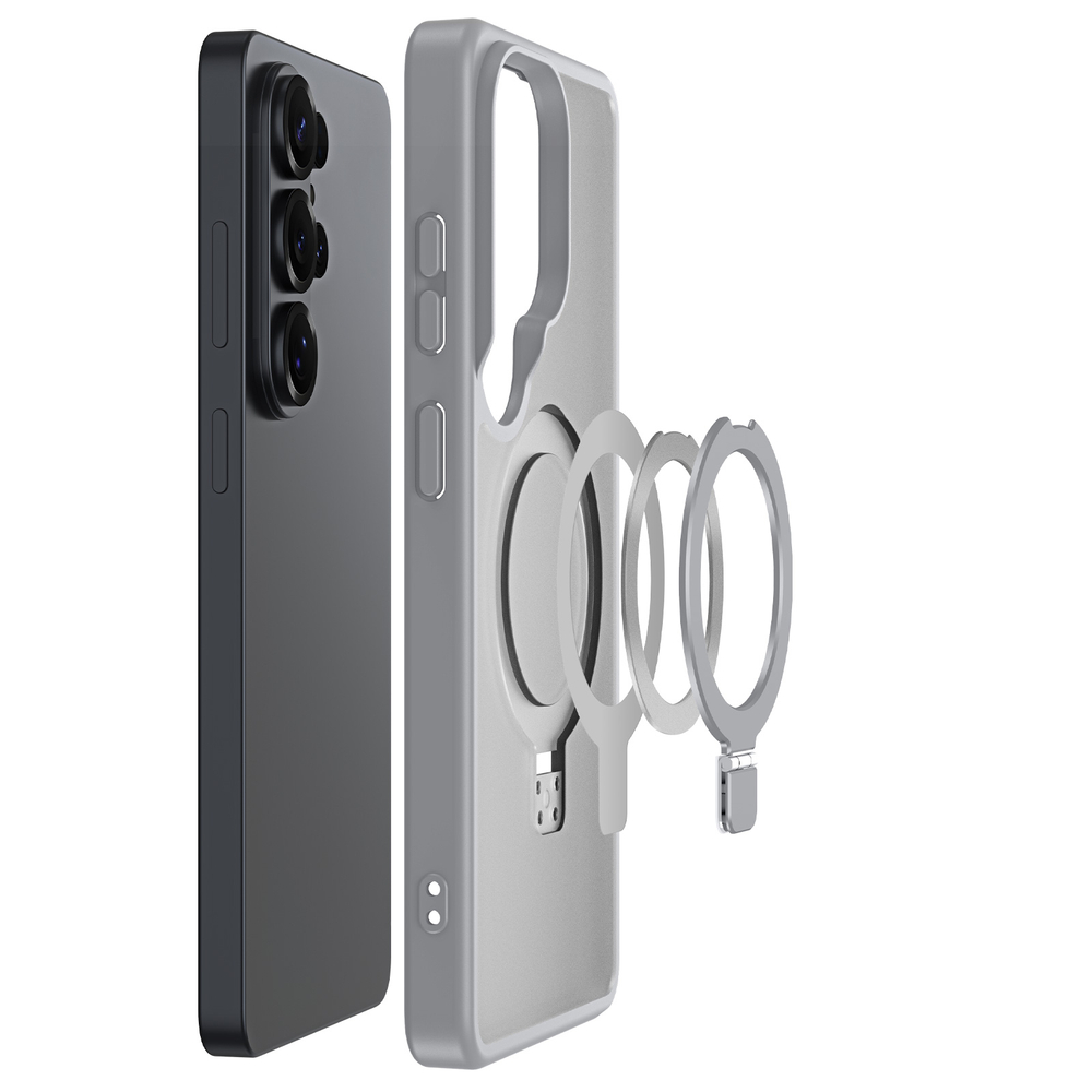 Чехол серого цвета с MagSafe для Samsung Galaxy S26 Ultra, серия Yind Series Case от Dux Ducis (версия с магнитной откидной подставкой)