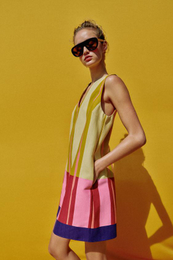 ZARA КОРОТКОЕ ПЛАТЬЕ В ПОЛОСКУ, РАЗНОЦВЕТНЫЙ