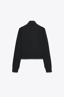 ZARA ТОЛСТОВКА НА МОЛНИИ С ТЕКСТОМ, ЧЕРНЫЙ