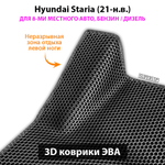 Автомобильные коврики ЭВА для Hyundai Staria (21-н.в.) на 8-ми местное авто, бензин / дизель