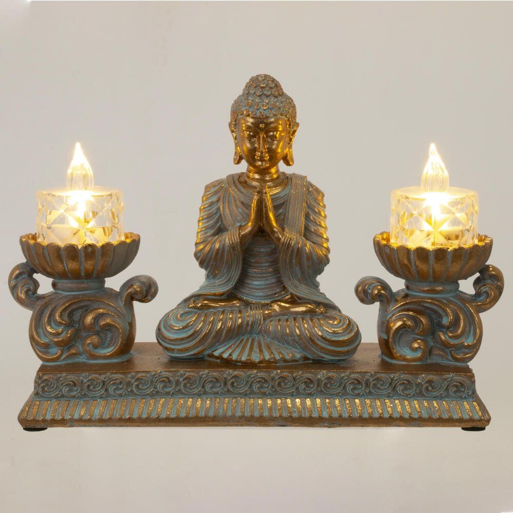 GAEM Фигурка декоративная "Будда"с 2-мя LED свечами , L21,5 W7,5 H14,5 см