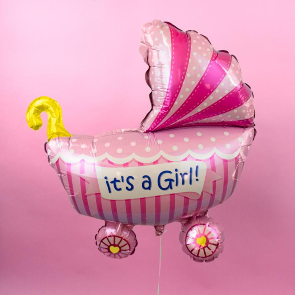 Фольгированный шар-фигура «Коляска для девочки», 89 см