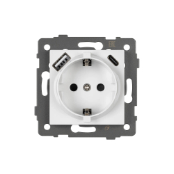 Механизм розетки с быстрой USB зарядкой SCT-MUAC-PL-WH-V (250V, 16A) (Arlight, -) 049822