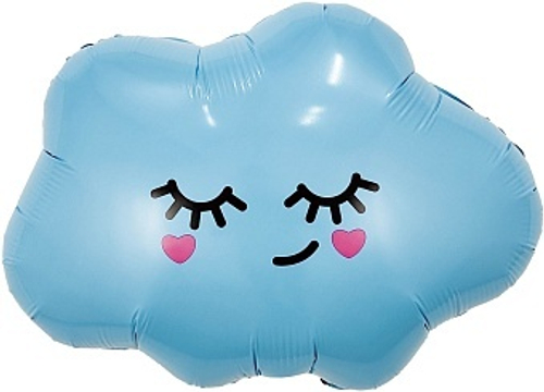 Шар фольга фигура 65/60см Голубое с щечками
