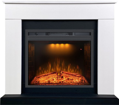 Каминокомплект Bergen 23 CRM (Разборный) - Белый с черным с очагом Emerald 23