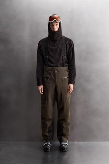 ZARA УТЕПЛЕННЫЕ ВОДОНЕПРОНИЦАЕМЫЕ ЛЫЖНЫЕ БРЮКИ RECCO®, КОРИЧНЕВЫЙ