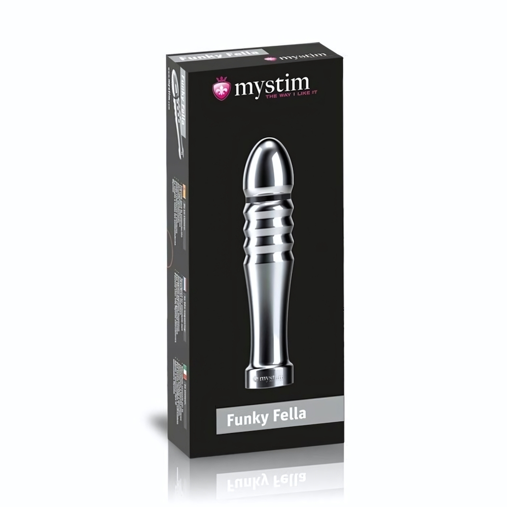 Ребристый фаллоимитатор для электростимуляции Funky Fella Rill Dildo - 13 см. (Цвет: серебристый)