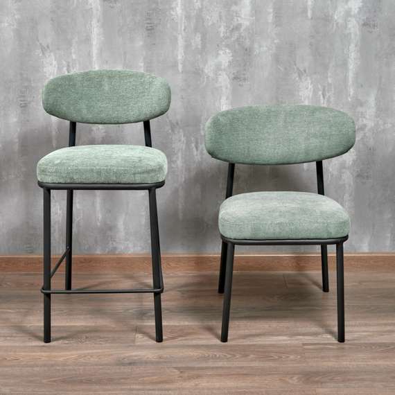 Стул Arvo серо-зеленый шенилл с черными ножками