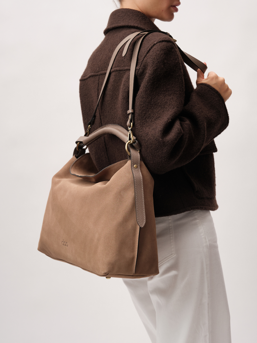 Замшевая сумка Andrea DBR 31374 серо-коричневый