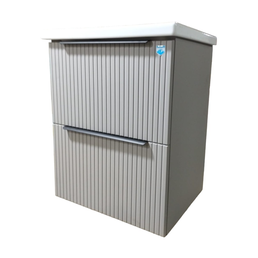 Тумба Style Геометрия Вертикаль ручка 80, напольная, 2 ящик, серый