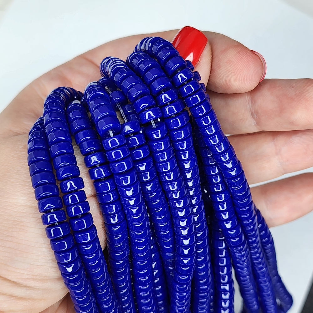 Бусины шайбы, рондель, индиго, лэмпворк, стекло, р-р 6мм, цена за набор 10 шт