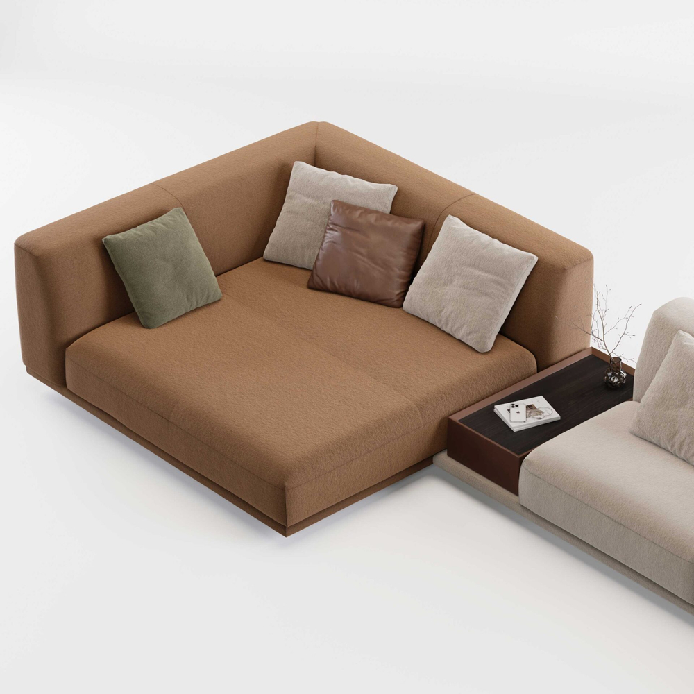 4-х местный нераскладной диван с кушеткой KYOTO KO-14