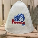 Шапка банная классическая с вышивкой «Россия» с вензелями