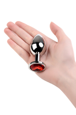 Анальная втулка с кристаллом Medium красный 8 см