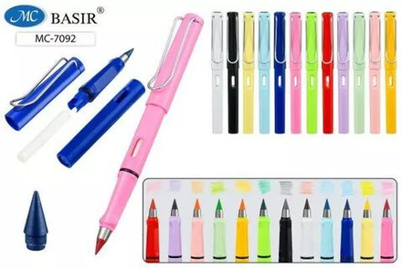 Карандаши цвет. 12цв MC Basir "Вечный карандаш", с ластиком