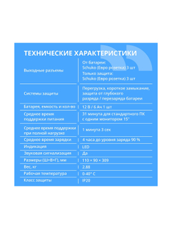 ИБП CBR LIGHT LGT-850 [850VA/480W 6 x EURO, 3 c фильтрацией + 3 с резервированием, Breaker]