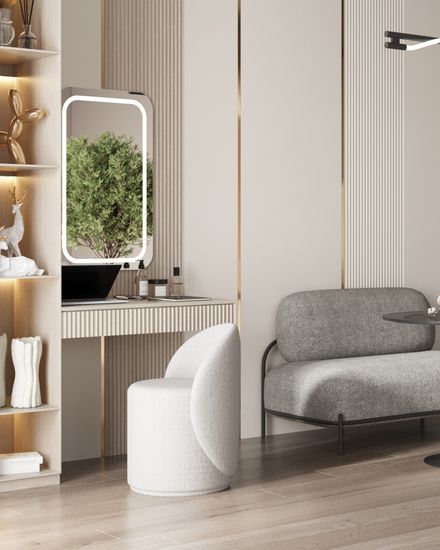 Пуф Loreen вращающийся букле светло-серый