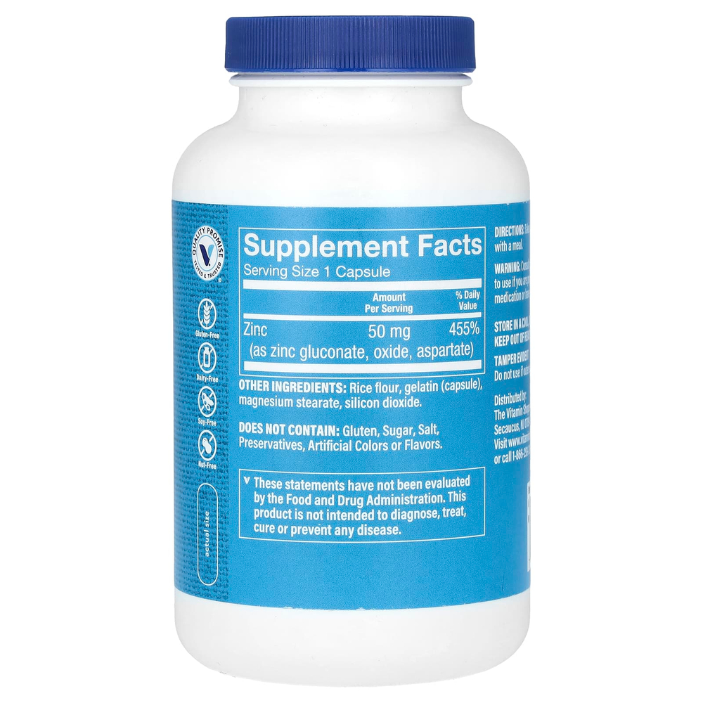 The Vitamin Shoppe, цинк, 50 мг, 300 капсул