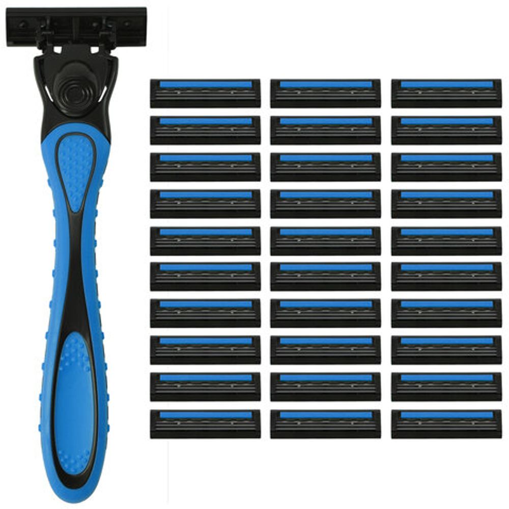 Бритвенный станок многоразовый мужской, 3 лезвия, 31 кассета, синий, X-ONE (ИКС-УАН), 700024