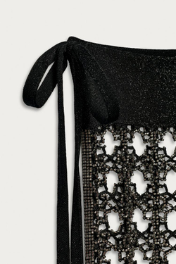 ZARA X MARISA BERENSON ЮБКА-ПАРЕО С ВЫШИВКОЙ, ЧЕРНЫЙ