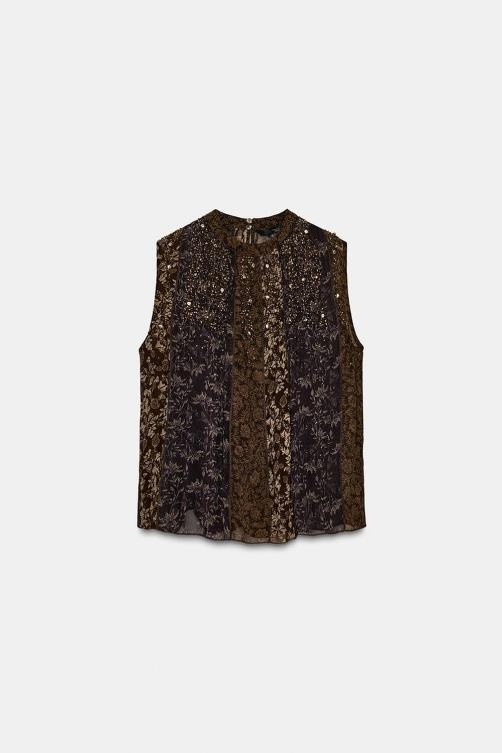 ZARA ТОП В СТИЛЕ ПЭЧВОРК — ZW COLLECTION, РАЗНОЦВЕТНЫЙ