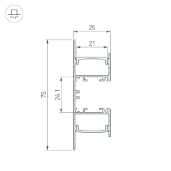 Профиль WALL-2575-DUAL-2000 ANOD (Arlight, Алюминий) 052513