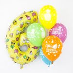 Шар (34"/86 см) Цифра, 6 Веселые картинки, Желтый 1 шт.