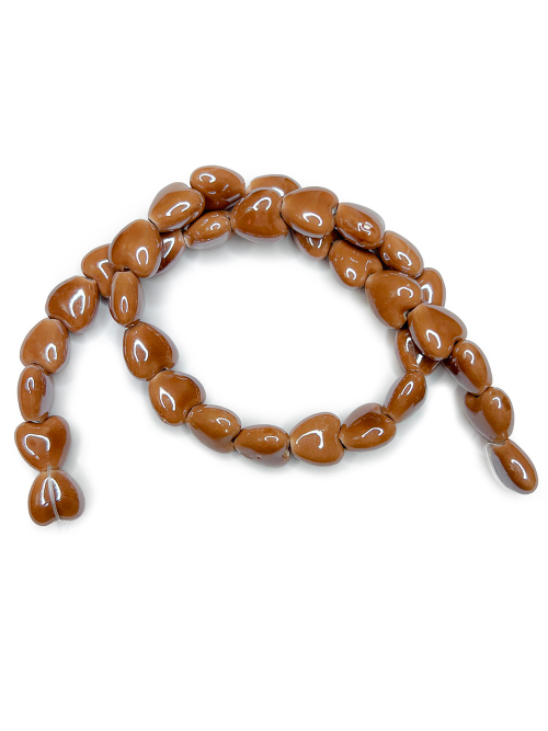 Керамические бусины Сердце, 10/13/15 мм, на нитке 32 см