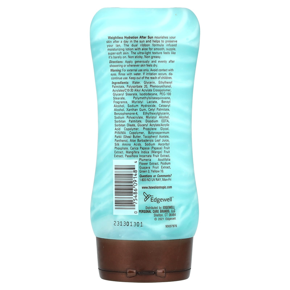 Hawaiian Tropic, лосьон после загара, невесомое увлажнение, кокос и папайя, 177 мл (6 жидк. унций)