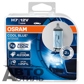 Автолампа H7 12V 55W Osram   + 20% 4200K COOL BLUE intens (64210CBI-HCB_DuoBox) к-т
