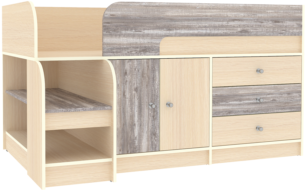 Кровать-чердак КарИВи Астра 9, 1  Дуб Молочный Бетон