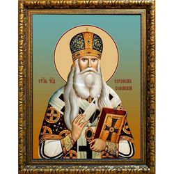 Серафим Соболев, архиепископ Богучарский, святитель. Икона на холсте.