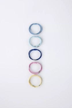 ZARA НАБОР ИЗ 5 РЕЗИНОК С БУСИНАМИ, РАЗНОЦВЕТНЫЙ