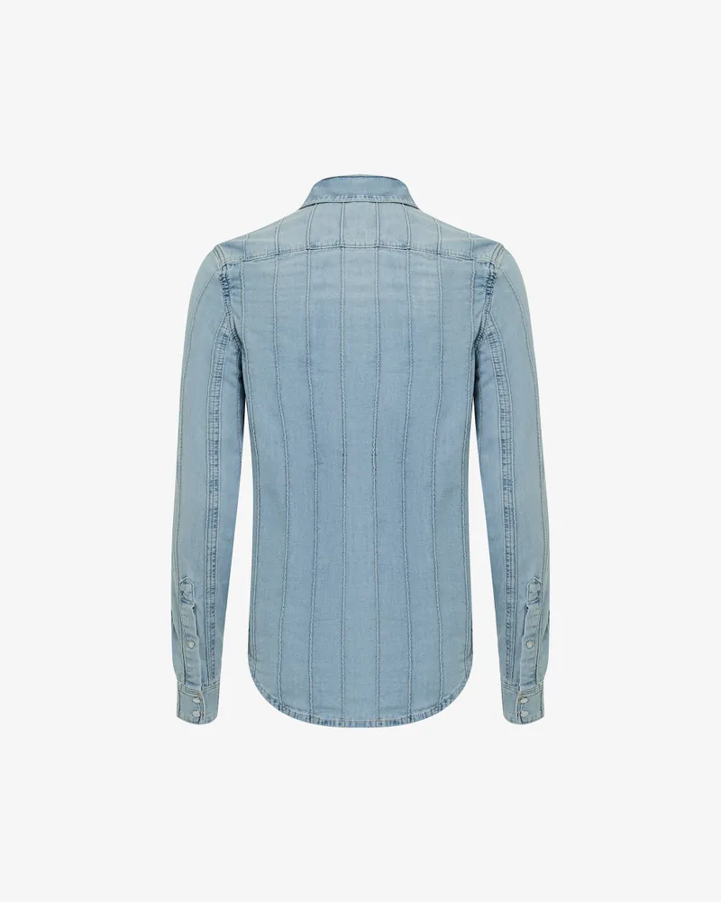 Голубая рубашка из денима в полоску