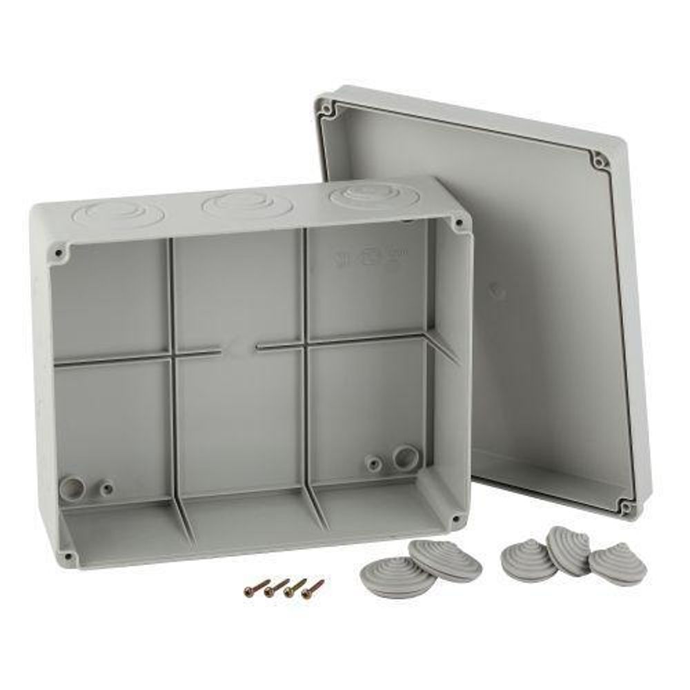 Коробка распаячная ОП КОРv 240х195х90мм на винтах кабельные вводы d28-3 шт d37-2шт IP55 Эра Б0047267