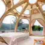 Пневмокаркасная юрта «Гармония» 5×5×2,5 м — для глэмпинга из ПВХ, бежевая