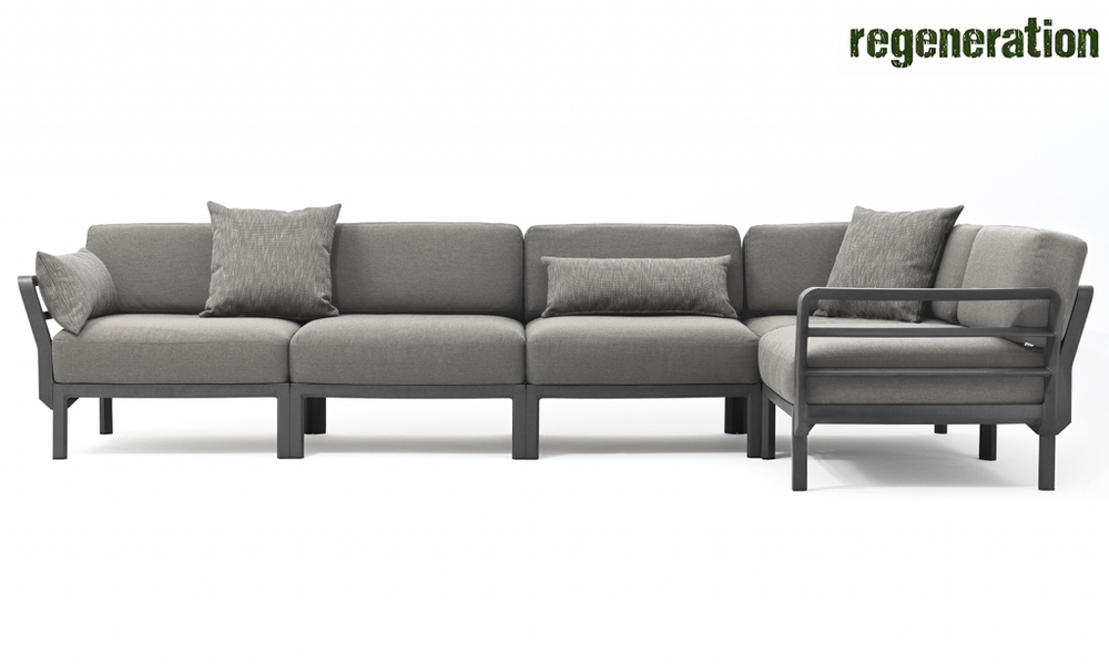 Диван пластиковый с подушками Nardi Maximo 5, базальт, лава