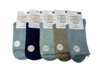 Теплые женские носки в рубчик из хлопка, набор 10 пар