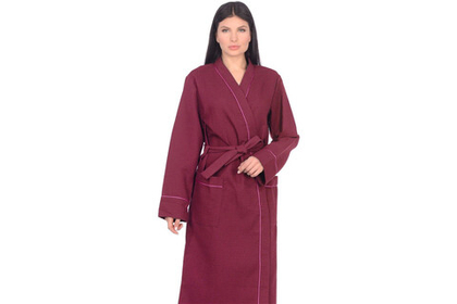 Халат вафельный Home One с кантом бордо 48