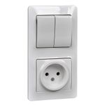 Schneider Electric Glossa Белый Блок: розетка и 2-клавишный выключатель IP20 скрытая установка GSL000172