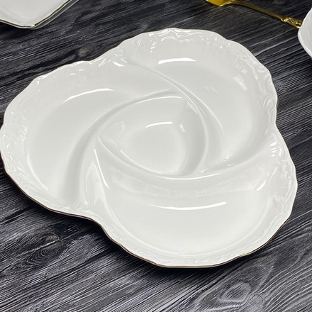 Lenardi 305-063 Менажница 25,5см АВРОРА ЗОЛОТО в под.уп.(х12)Фарфор