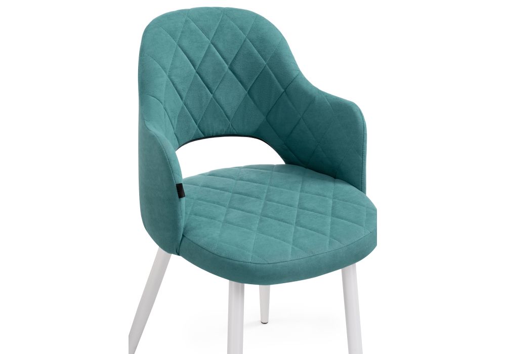 Стул на металлокаркасе Гутрид ромбы спереди бирюзовый / белый