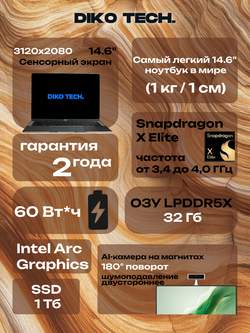 Ноутбук Honor MagicBook Art 14 Oled X-Elite / 32 / 1Tb / SILVER